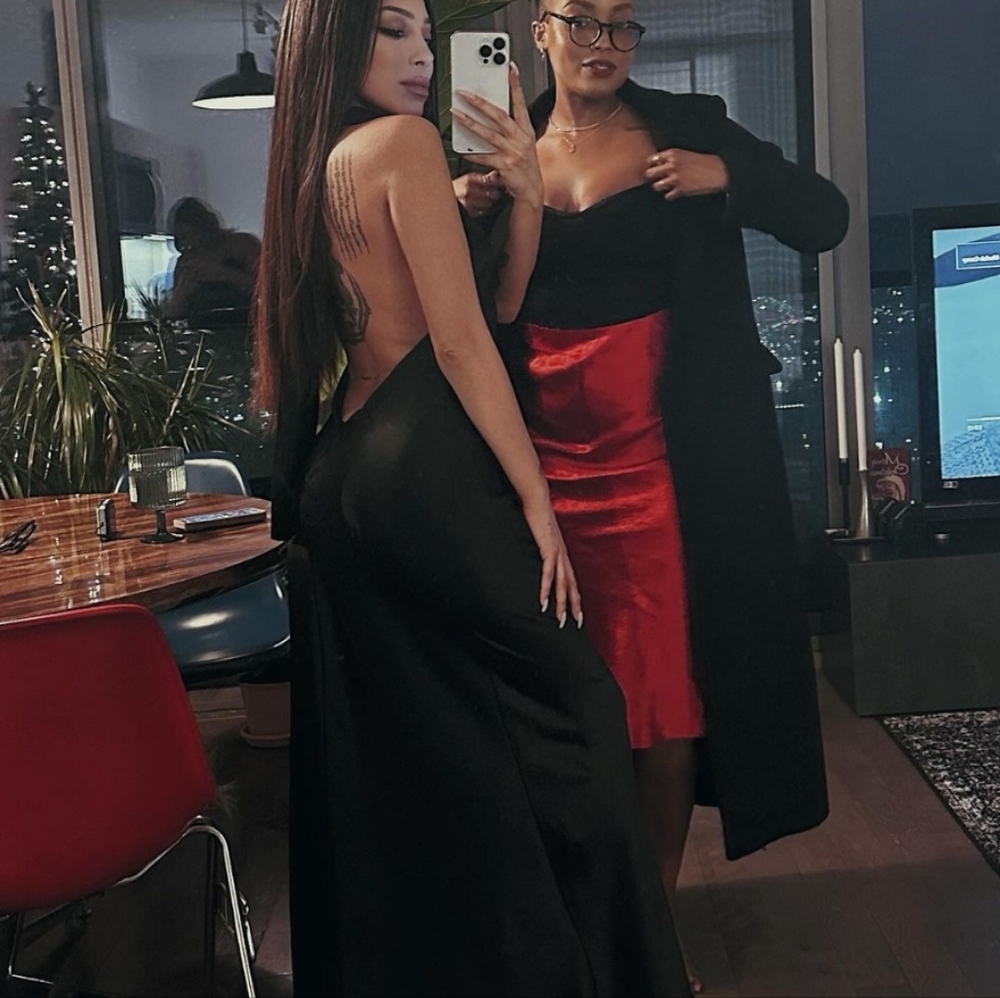 ZARA SATIN EFFECT HALTER DRESS - Picture 12 of 14